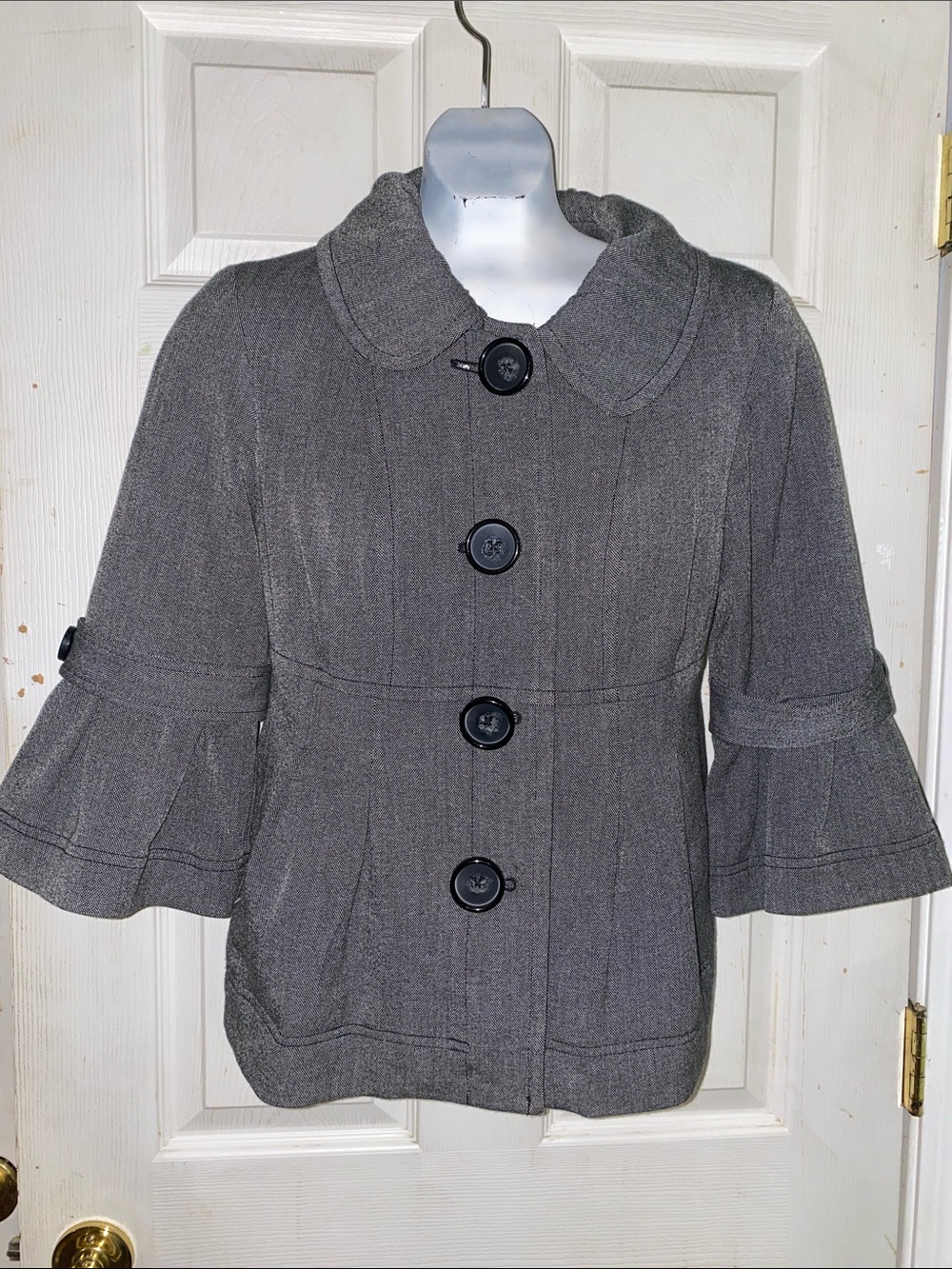 Apt. 9 Gray Peacoat with Flared 3/4 Sleeves (527)